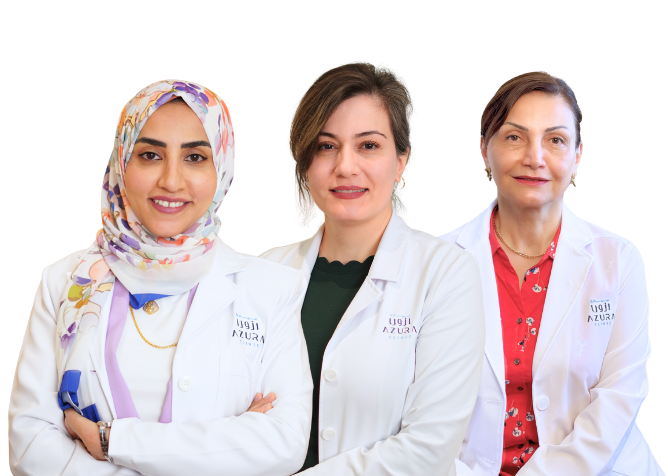 Dr. Mona Negm, Dr. Mehri Maghsoodi and Dr. Zahra Ghodsi, specialist dermatologists at Azura Clinic